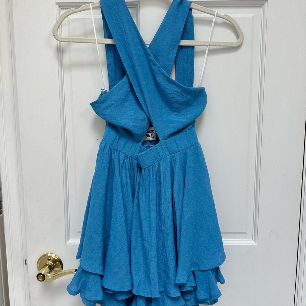 Ruffle Bright Blue Romper